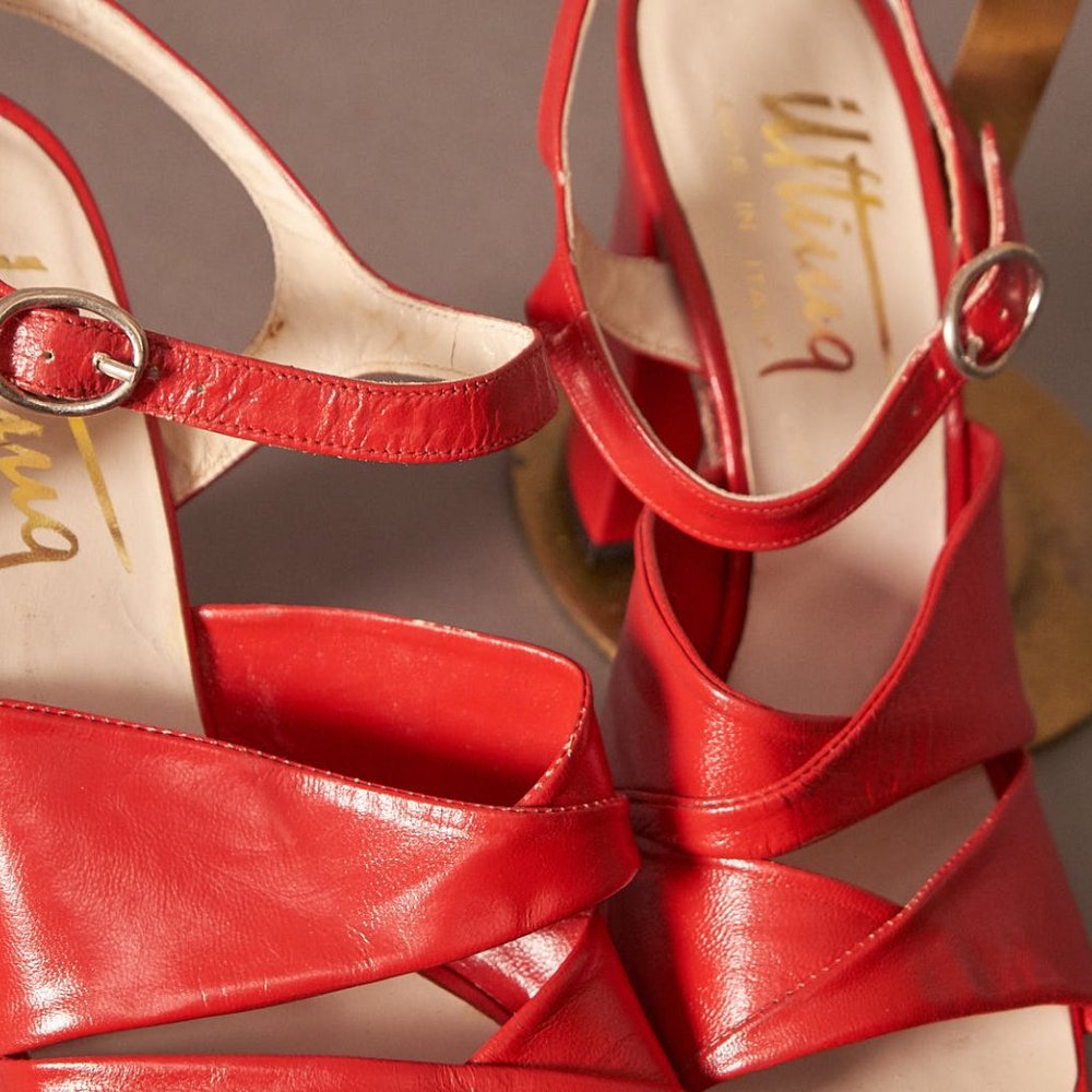 1970s Ulitima Lip Stick Red Platform Heels